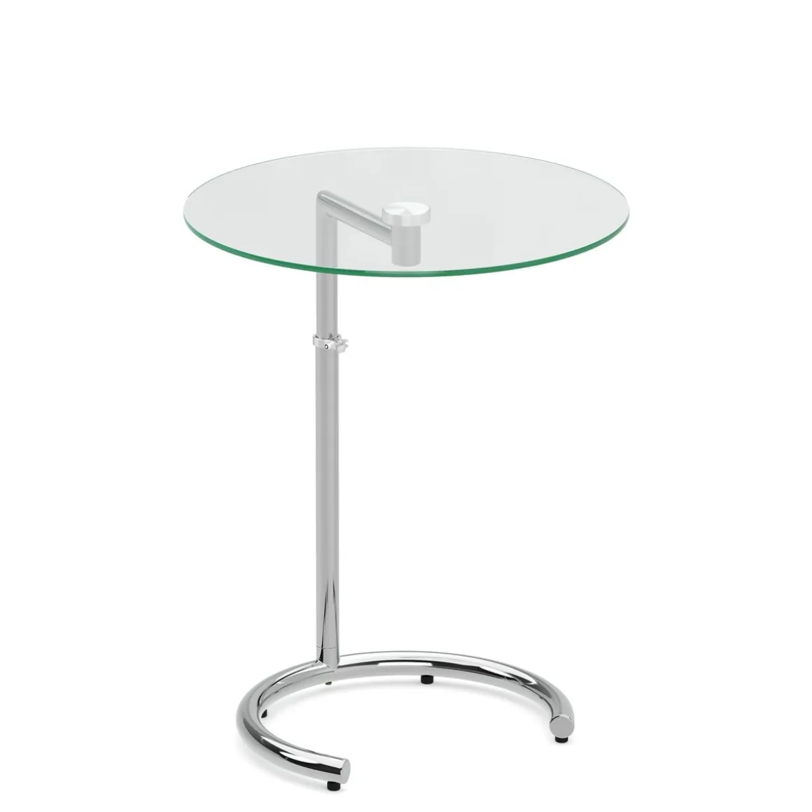 Beistelltisch Glas EVANDER rund höhenverstellbar 46 x 70 cm silber