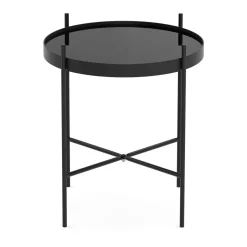 Beistelltisch Glas FINNIAN rund 43 x 45 cm schwarz