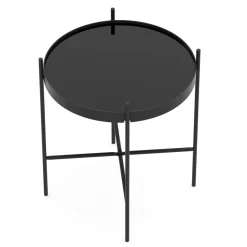 Beistelltisch Glas FINNIAN rund 43 x 45 cm schwarz