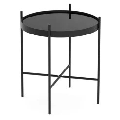 Beistelltisch Glas FINNIAN rund 43 x 45 cm schwarz