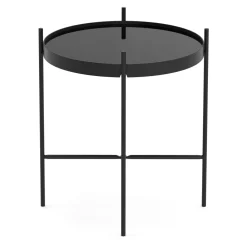 Beistelltisch Glas FINNIAN rund 43 x 45 cm schwarz