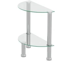 Beistelltisch Glas JUNIPER halbrund 45 x 22 x 47 cm silber
