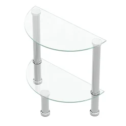 Beistelltisch Glas JUNIPER halbrund 45 x 22 x 47 cm silber