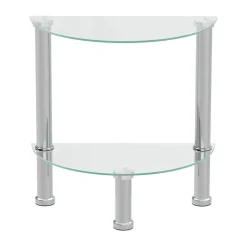 Beistelltisch Glas JUNIPER halbrund 45 x 22 x 47 cm silber