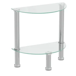 Beistelltisch Glas JUNIPER halbrund 45 x 22 x 47 cm silber