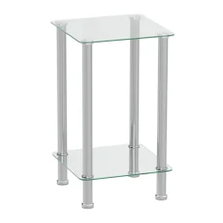 Beistelltisch Glas JUNIPER 39 x 39 x 77 cm silber