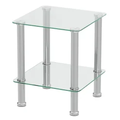 Beistelltisch Glas JUNIPER 39 x 39 x 47 cm silber