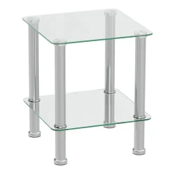 Beistelltisch Glas JUNIPER 39 x 39 x 47 cm silber