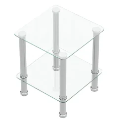 Beistelltisch Glas JUNIPER 39 x 39 x 47 cm silber