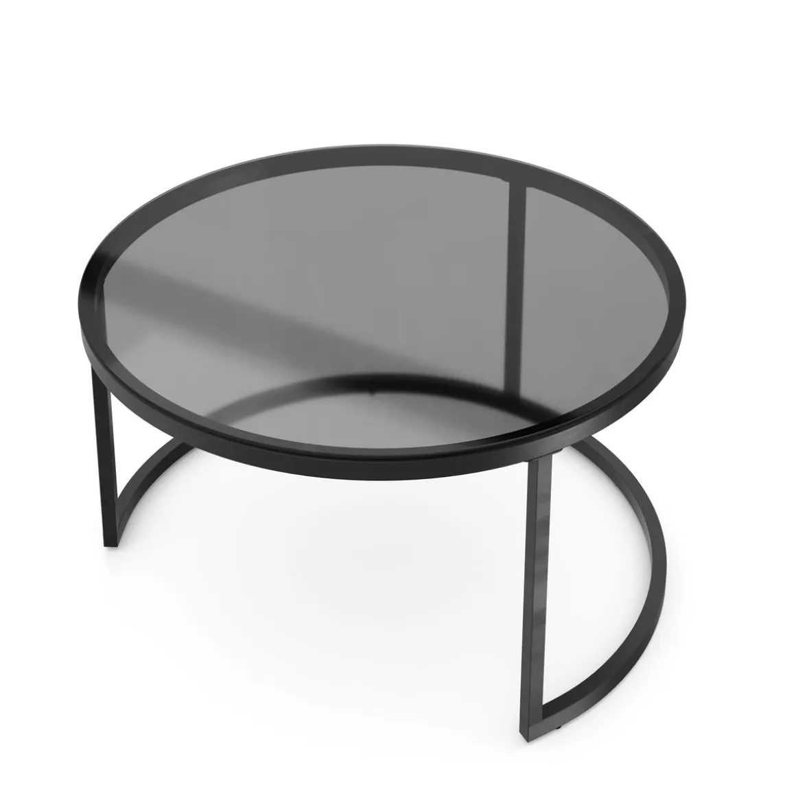 Beistelltisch Glas MARCEL rund 2-teilig schwarz