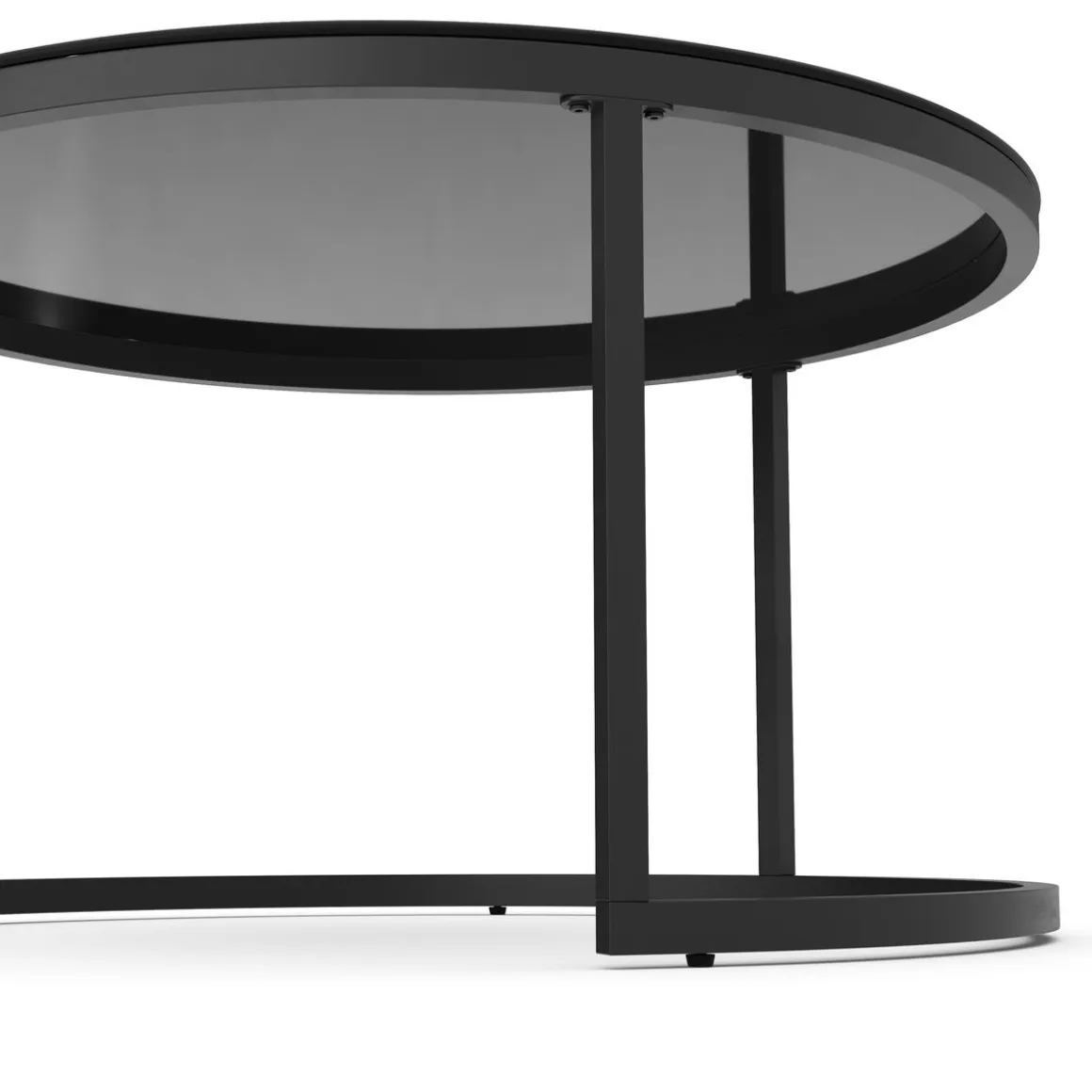 Beistelltisch Glas MARCEL rund 2-teilig schwarz