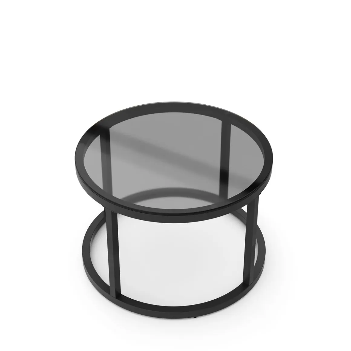 Beistelltisch Glas MARCEL rund 2-teilig schwarz