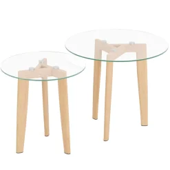 Beistelltisch Glas SERAPHINA rund 2-teilig braun