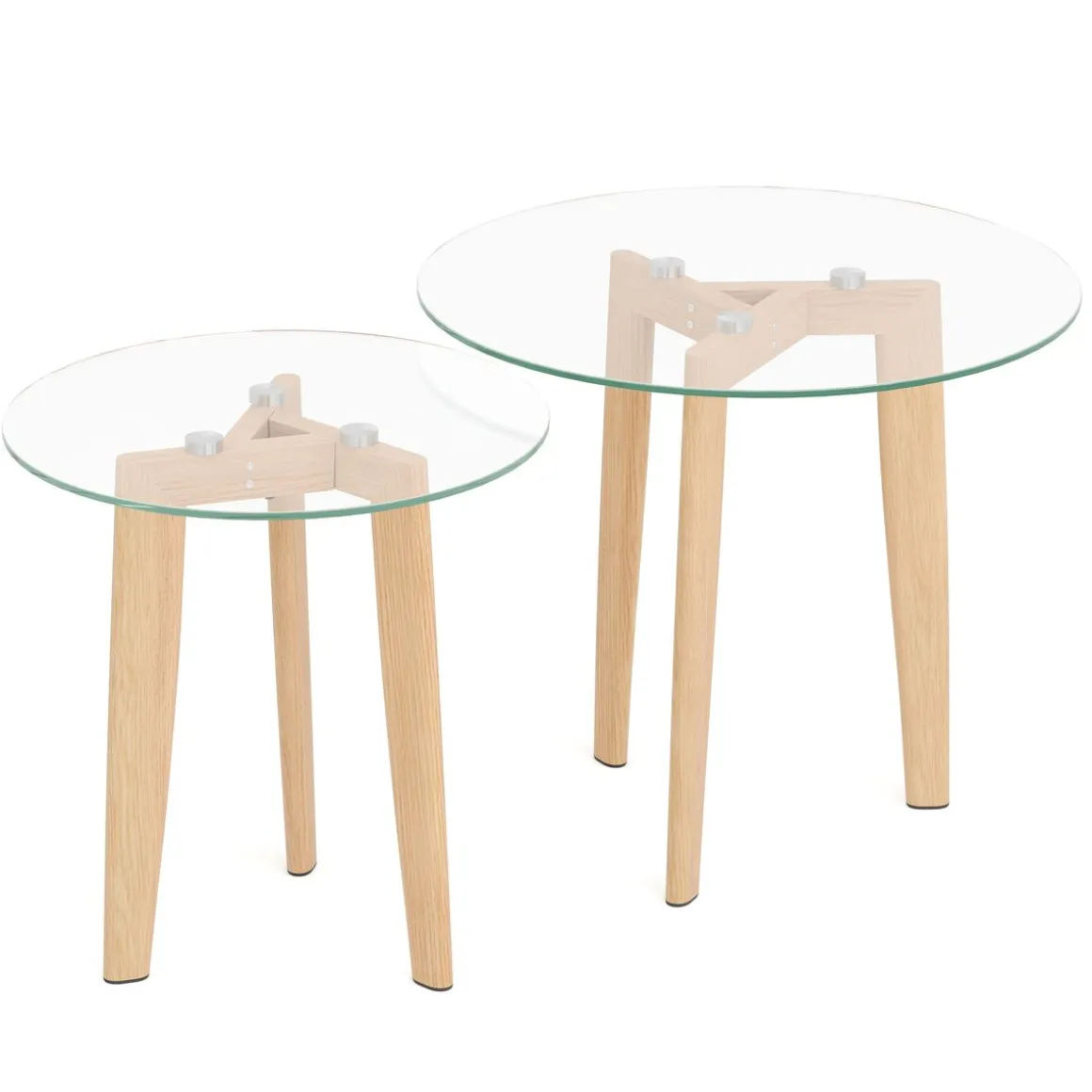 Beistelltisch Glas SERAPHINA rund 2-teilig braun