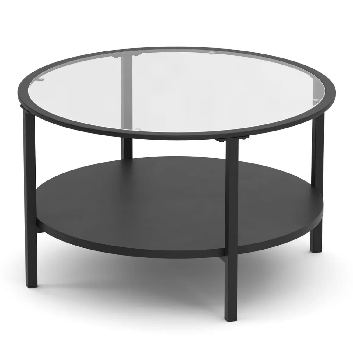 Beistelltisch Glas TORIN rund 75 x 45 cm schwarz