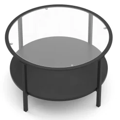 Beistelltisch Glas TORIN rund 75 x 45 cm schwarz