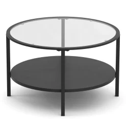 Beistelltisch Glas TORIN rund 75 x 45 cm schwarz