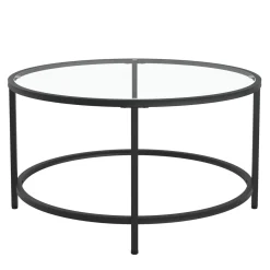 Beistelltisch Glas TYRO rund 84 x 45 cm schwarz