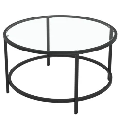 Beistelltisch Glas TYRO rund 84 x 45 cm schwarz