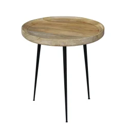 Beistelltisch Holz GIBSON rund 46 x 52 cm natur/schwarz