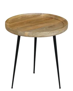 Beistelltisch Holz GIBSON rund 46 x 52 cm natur/schwarz