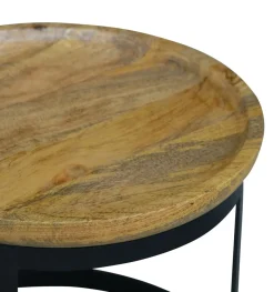 Beistelltisch Holz HATHAWAY rund 2-teilig natur/schwarz