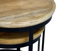 Beistelltisch Holz HATHAWAY rund 2-teilig natur/schwarz