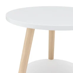 Beistelltisch Holz HERDA rund 40 x 45 cm weiss/natur