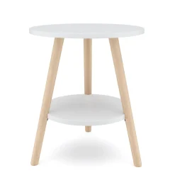 Beistelltisch Holz HERDA rund 40 x 45 cm weiss/natur