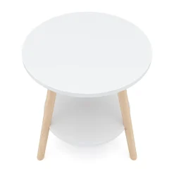 Beistelltisch Holz HERDA rund 40 x 45 cm weiss/natur