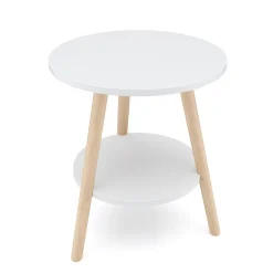 Beistelltisch Holz HERDA rund 40 x 45 cm weiss/natur