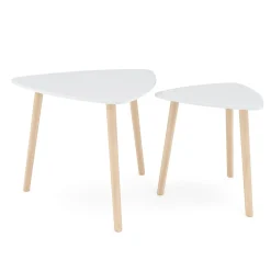 Beistelltisch Holz HERDA 2-teilig weiss/natur
