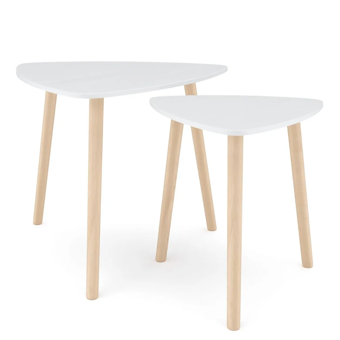 Beistelltisch Holz HERDA 2-teilig weiss/natur