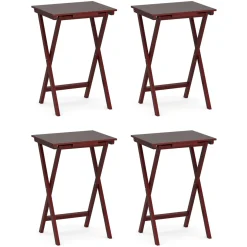 Beistelltisch Holz klappbar 4er Set dunkelbraun