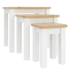 Beistelltisch Holz LUIGI 3-teilig natur/weiss