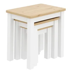 Beistelltisch Holz LUIGI 3-teilig natur/weiss