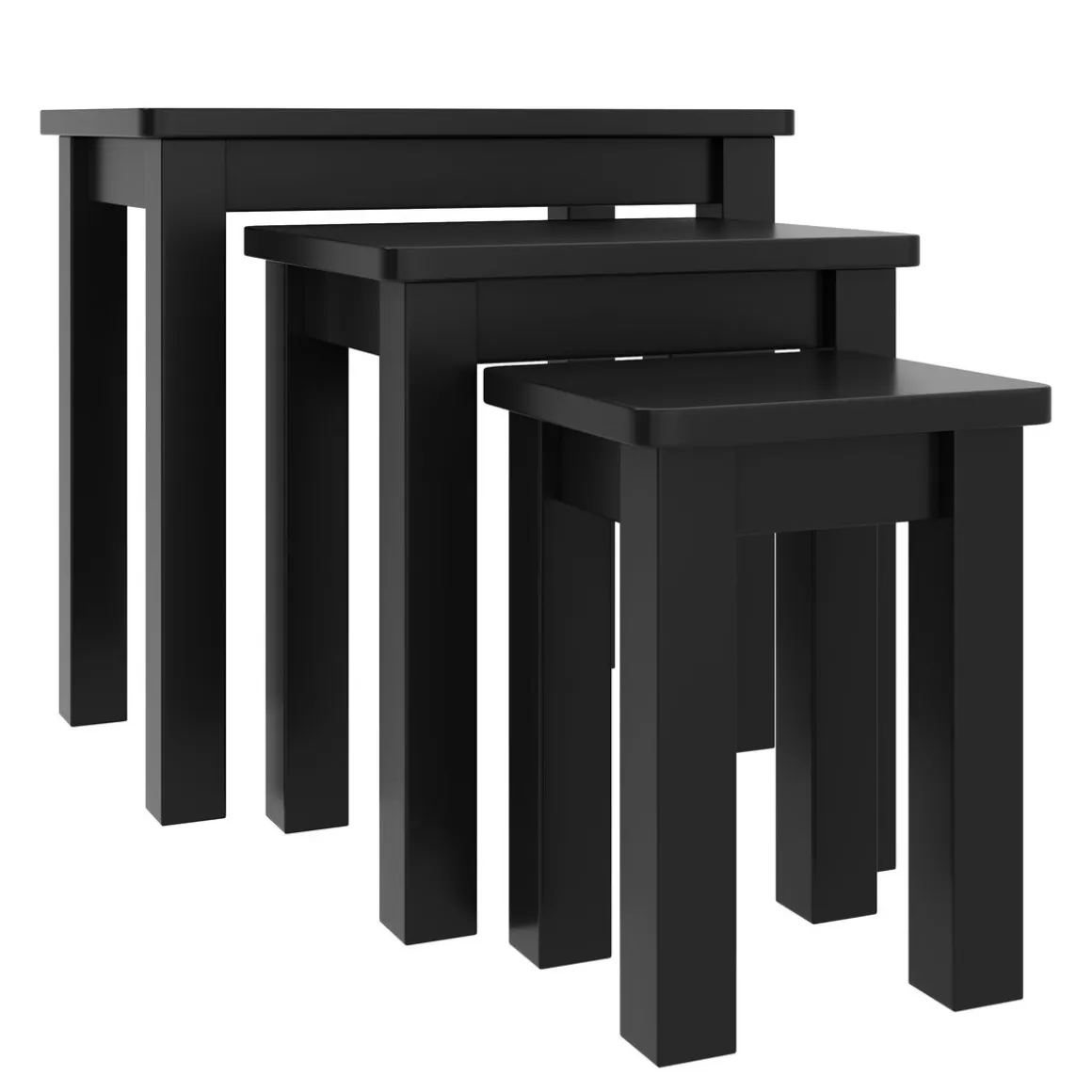 Beistelltisch Holz LUIGI 3-teilig schwarz