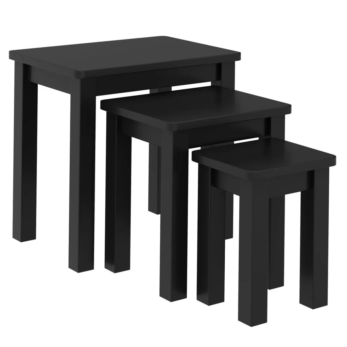 Beistelltisch Holz LUIGI 3-teilig schwarz