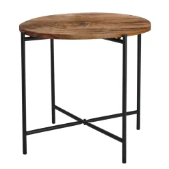 Beistelltisch Holz rund 45 x 38 cm natur/schwarz