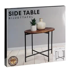 Beistelltisch Holz rund 45 x 38 cm natur/schwarz