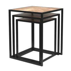 Beistelltisch Holz TIMO 3-teilig natur/schwarz