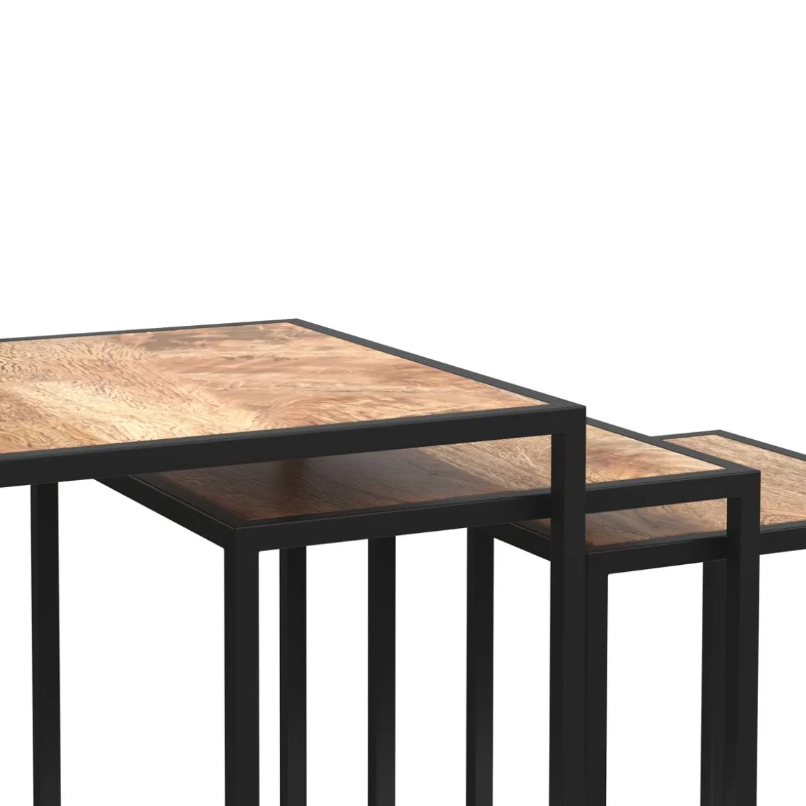 Beistelltisch Holz TIMO 3-teilig natur/schwarz