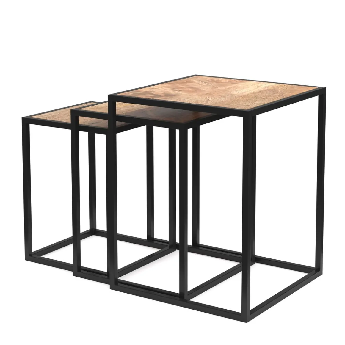 Beistelltisch Holz TIMO 3-teilig natur/schwarz