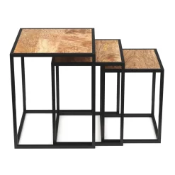 Beistelltisch Holz TIMO 3-teilig natur/schwarz