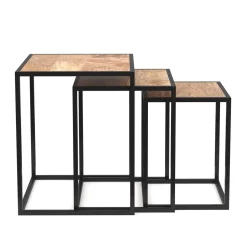 Beistelltisch Holz TIMO 3-teilig natur/schwarz