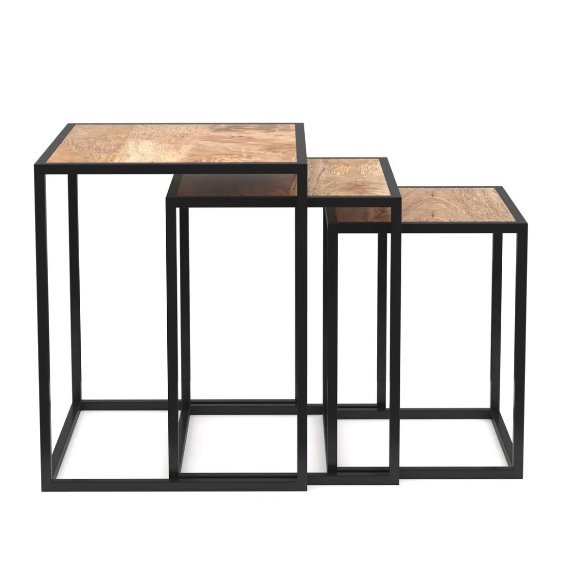 Beistelltisch Holz TIMO 3-teilig natur/schwarz