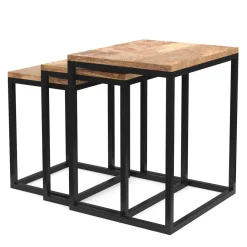 Beistelltisch Holz TOM 3-teilig natur/schwarz
