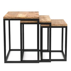 Beistelltisch Holz TOM 3-teilig natur/schwarz