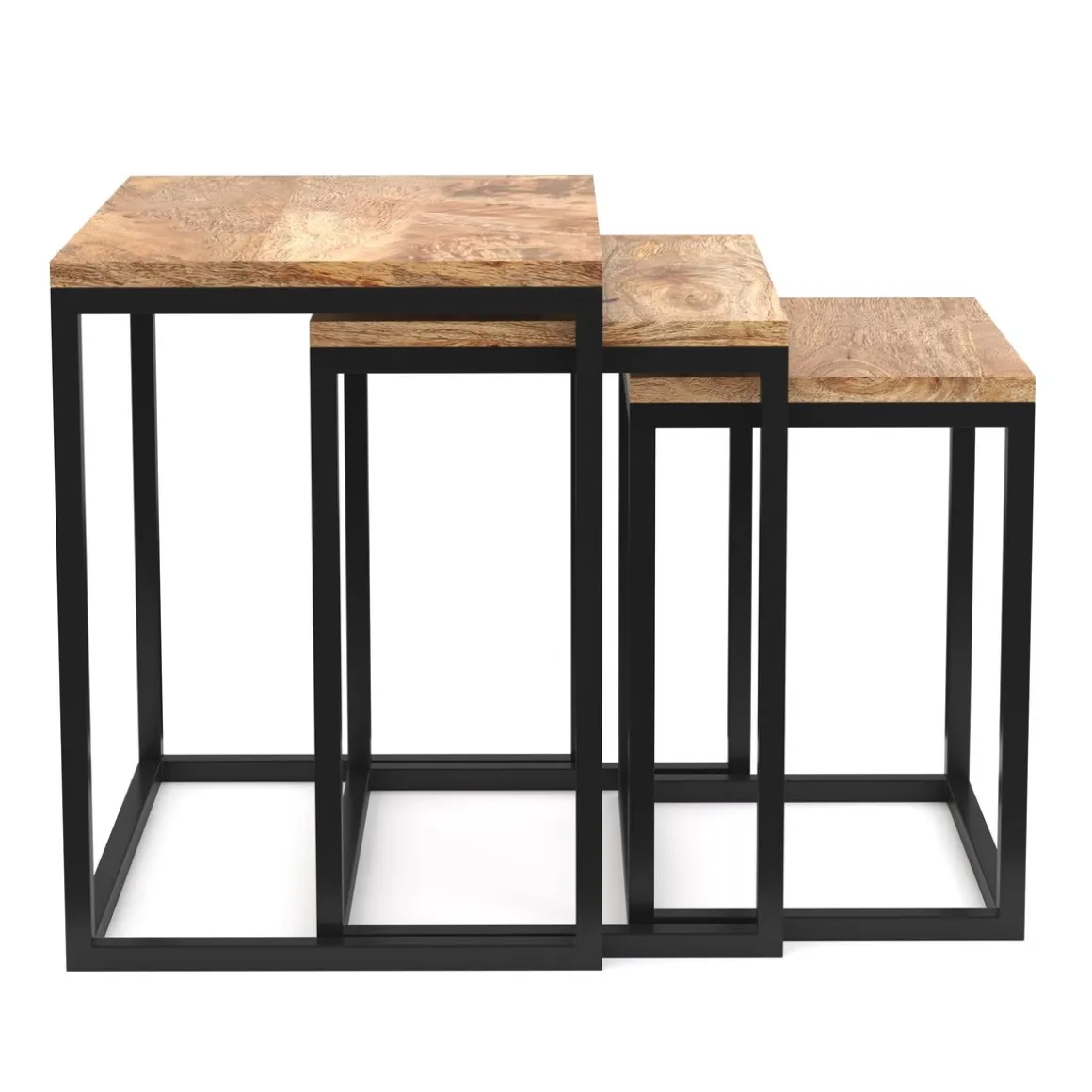 Beistelltisch Holz TOM 3-teilig natur/schwarz