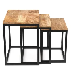 Beistelltisch Holz TOM 3-teilig natur/schwarz